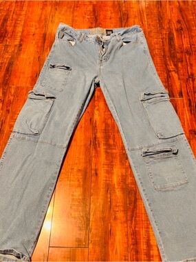 VIP Light Blue Denim Jeans with Yellow Embroidered Logo